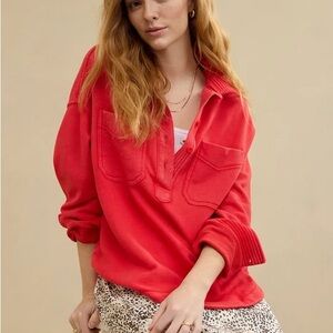 aerie popover polo sweatshirt
